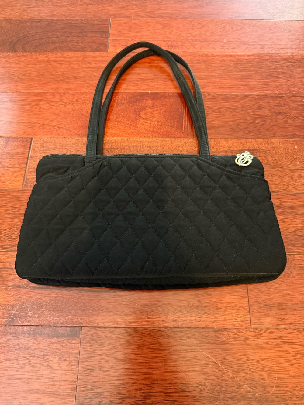 Black Quilted Tote Bag with Double Handles